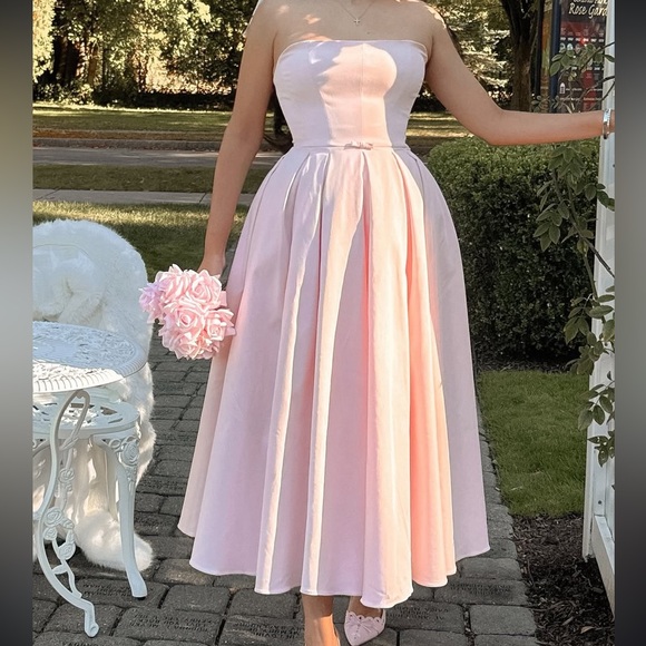 House Of Cb Hot Pink Dress Contessa' Parisian Pink Strapless Corset Midi  Dress